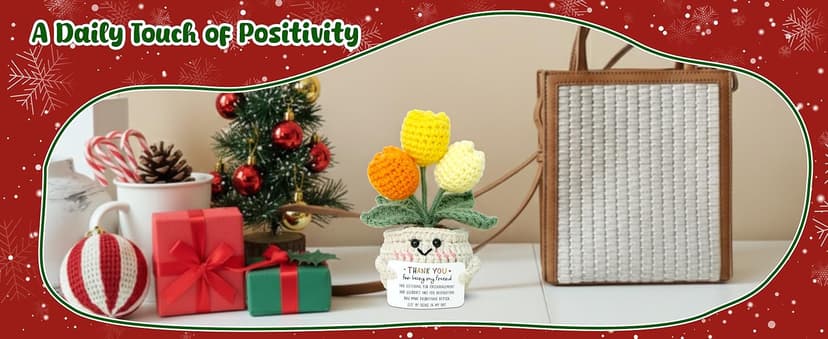 OASSIE Christmas Thank You Gifts for Women Friends - Thank You for Being A Friend Emotional Support Crochet Tulip with Card - Birthday Gifts for Women Friendship, Friend Gift for Coworker Sister