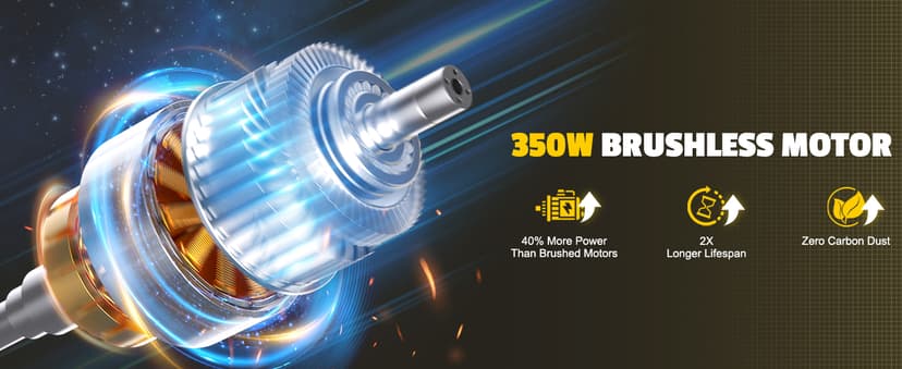 LIVOWALNY Cordless Vacuum Cleaner Compatible with DeWalt 20V Battery, 350W Brushless 40kPa Suction, 0.8L Dual Dust Cup, LED Floor Brush & 180° Flex Wand for Hardwood & Carpet (Battery Not Included)