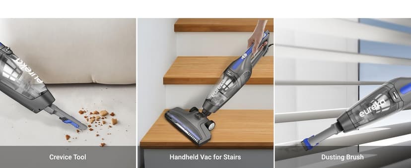 Eureka Corded Stick Vacuum Cleaner for Home Pet Hair, Lightweight Stick Vacuum Cleaner with Powerful Suction for Carpet Tile and Hard Floor, Blue, 3-in-1 Handheld Vac NES312