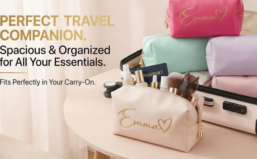 Personalized custom signature makeup bags, wedding bridesmaid gifts, the best gift for your best friend, suitable for weddings, gift-giving, travel makeup bag customized gift box