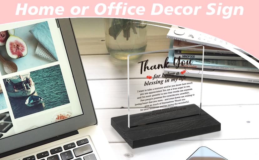 Thank You Gifts for Women Men, Appreciation Gifts for Friends, Birthday Retirement Gifts for Mom Family, Thank You for Being A Blessing in My Life Home Office Desk Décor Sign, DSF135