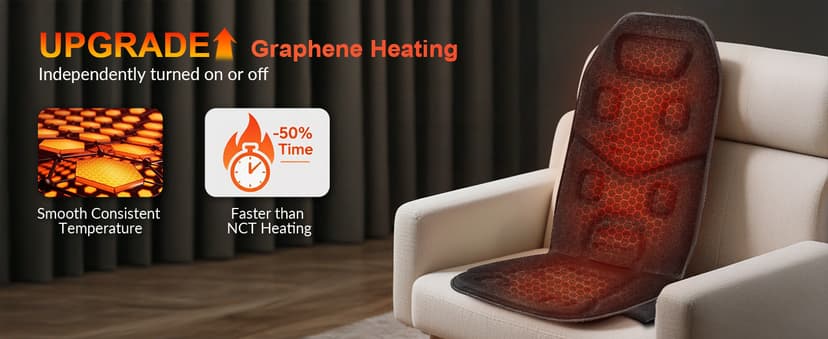 COMFIER Back Massager Seat Cushion with Heat,10 Vibration Motors, Massage Chair Pad,Chair Massager for Pain Relief at Office/Home,Christmas Gifts for Men Women