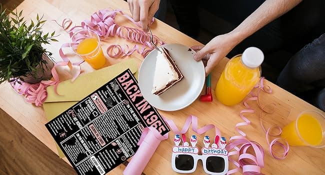 YiKaLus Big 60th Birthday Card for Women, Vintage 60 Year Old Gifts for Mom Sister Friends, Rose Gold Back in 1965 Bday decorations