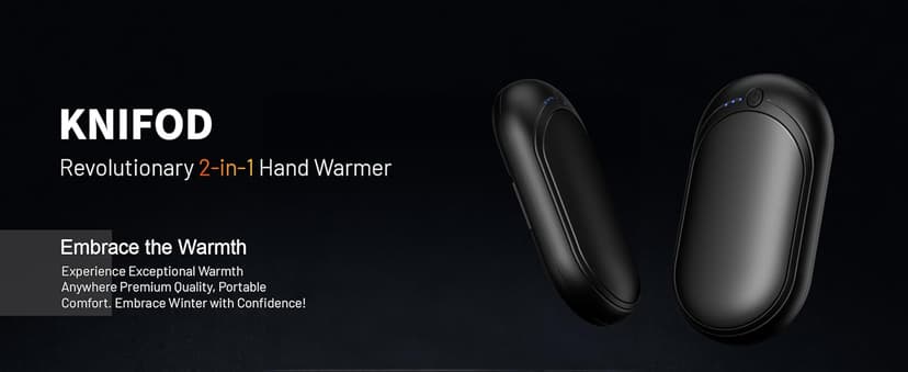 Hand Warmers Rechargeable, KNIFOD 2 Pack 6000mAh Portable Electric Handwarmers, Reusable USB Pocket Heater Great for Raynauds, Hunting, Golf, Camping, Christmas Outdoor, Women Mens Warm Gifts