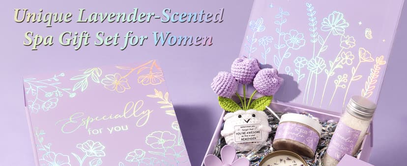 Spa Gifts for Women Bath Gift Set, Lavender Relaxing Spa Gift Baskets Home Bath Set Self Care Kit Care Package Thank You Christmas Birthday Gifts for Women Mom Her Friend Sister Teen Girl Wife Grandma