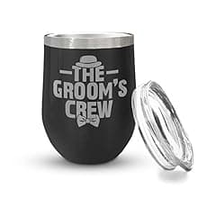 Veracco Groom's Drinking Team Can Coolie Holder Bachelor Party Wedding Favors Gift For Groomsmen Proposal (12, Wht Groom, Blk DT)