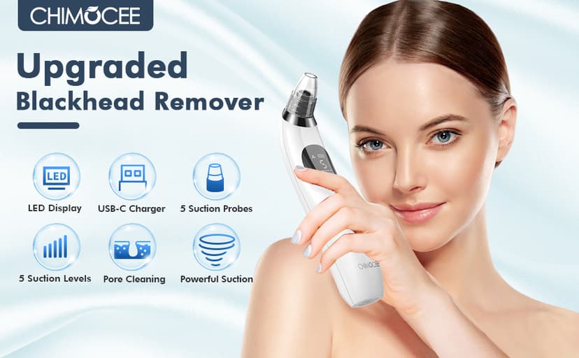 Blackhead Remover Pore Vacuum, Upgraded Black Head Remover for Face, Electric Acne Comedone Whitehead Extractor Tools-5 Suction Power, 5 Probes, USB Rechargeable Pimple Popper Tool Kit