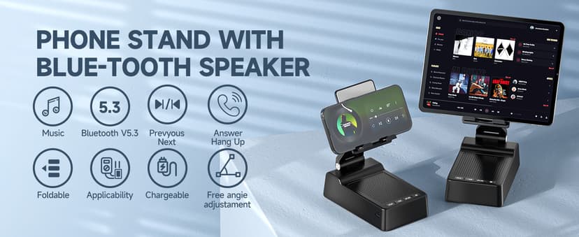 Gifts for Men Women, Phone Stand with Bluetooth Speaker, HD Surround Sound Speaker, Compatible with all iPhone/Android phones iPad Kindle, Cool Gadget Gift for Men Women Dad Mom Christmas Birthday