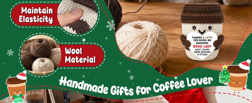 Boss Gifts for Women Boss Lady Leader Manager Supervisor Christmas Birthday Handmade Crochet Coffee Mug Cup Gifts Bosses Day Coffee Lover Thank You Best Great Leader Female Desk Office Decor