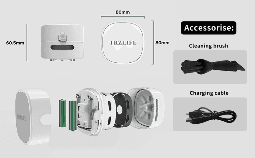 TRZLIFE Desk Vacuum Cleaner, Rechargeable and Durable Mini Desktop Vacuum with Bonus Accessories Desk Cleaner Sucks Tiny Items and Crumbs from Desktop Drawer Countertop Ideal as a White Elephant Gift