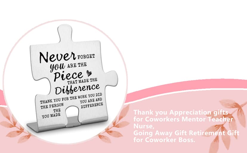 Thank you Appreciation gifts for Mentor Teacher Nurse, Going Away Gift Retirement Gift for Coworker Boss, Never forget you are the Piece that Made the Difference, Funny Office Desk Decor