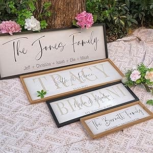 Wedding Gifts for Couples 2025, Custom Wood Sign for Bridal Shower Gift, Engagement Gift, Newlywed Gift, Personalized Framed Last Name Sign with Established Date for Home