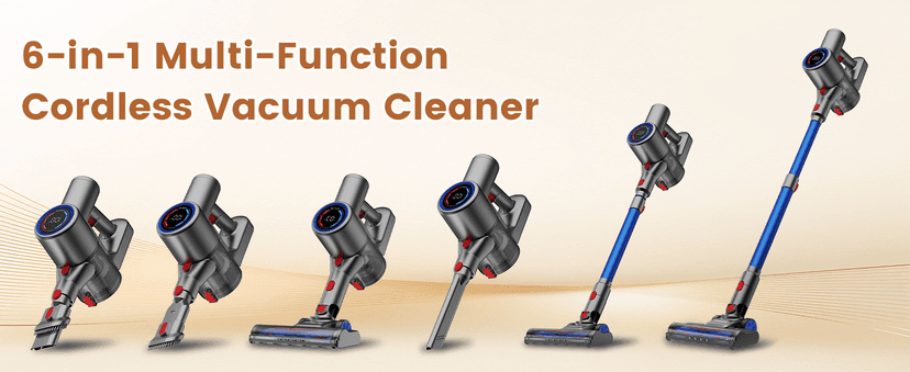 VersLife Z8 Cordless Vacuum Cleaner, 40kPa/500W Power Suction, LED Display, 6-in-1 Lightweight Stick Vacuum with Green LED Light, 6-Stages Filtration, Self-Standing for Pet Hair Hard Floor Carpet