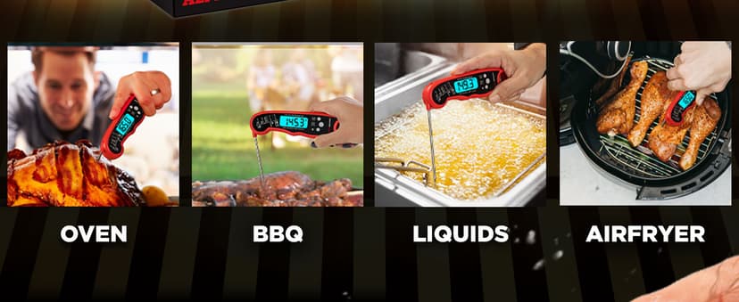 Alpha Grillers Meat Thermometer Digital - Instant Read Food Thermometer for Cooking Grilling Air Fryer Griddle Probe Kitchen Gadgets Essentials BBQ Accessories Grill Gifts for Men Him Dad Birthday