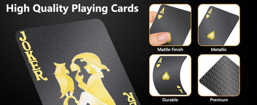 BIERDORF Diamond Waterproof Black Playing Cards, Poker Cards, HD, Deck of Cards (Black)