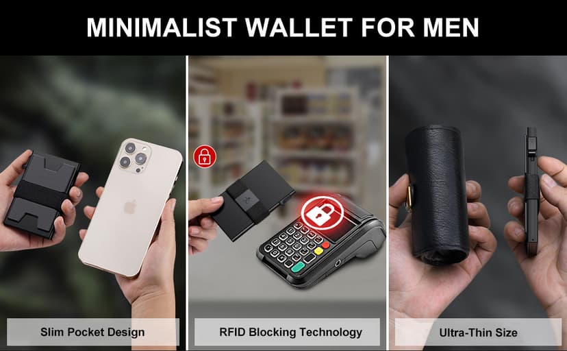 SEMORID Slim Aluminum Card Holder Wallet for Men, Durable Expandable Backplate, RFID Blocking Minimalist Metal Pop Up Wallet, Holds 12+ Cards Plus Cash (Black)