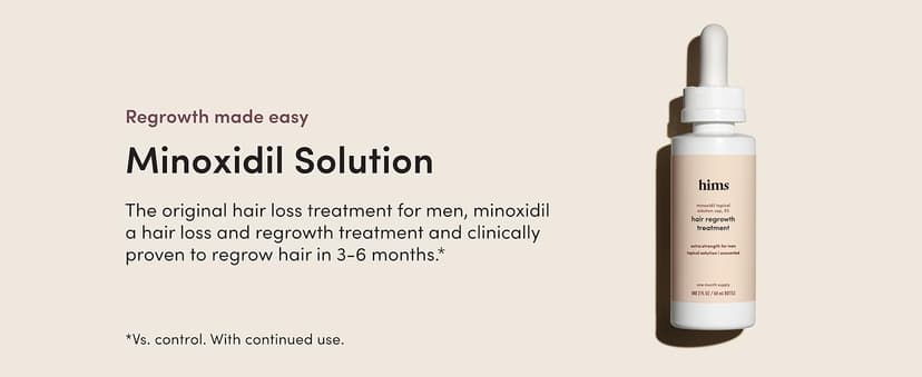 hims Extra Strength Hair Regrowth Treatment for Men with 5% Topical Minoxidil Solution for Hair Loss and Thinning Hair, Unscented, 2 Pack