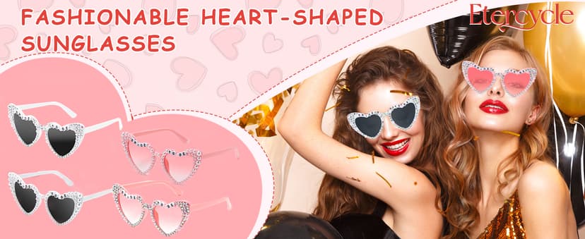 Etercycle Heart Sunglasses, Bride to Be Gifts Bachelorette Party Bride Sunglasses, Cute Glasses for Women Bachelorette Party