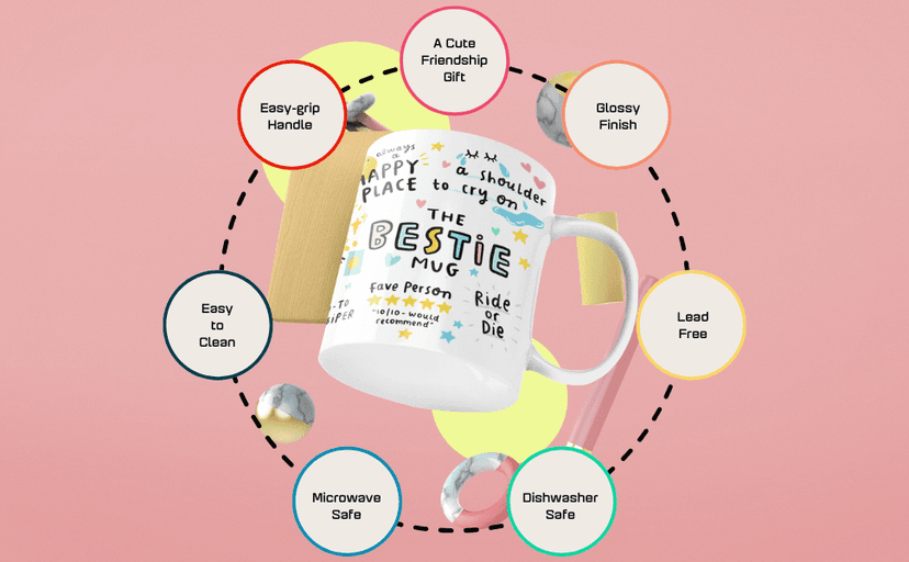 Gossby Bestie Coffee Mug - Best Friend Gift For Women - Friendship Gift for Female Friend - Friendship Gifts For Women Birthday - Gifts For Close Female Friends - 11oz White Ceramic Cup