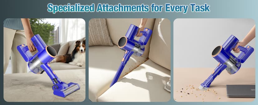 Cordless Vacuum Cleaner, 180° Bendable Wand Stick Vacuum Cleaners with LED Touch Screen, 8-in-1 Lightweight Rechargeable Vacuum with 1.5L Dust Cup for Home Hard Floor Low-Pile Carpet