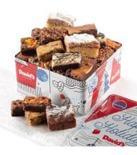 David's Cookies Merry Christmas Assorted Brownies & Crumb Cake Gift Tin 16pcs - Delicious, Fresh Baked Snacks, Gourmet Chocolate Fudge Slices, Brownies, Ideal Gift for Christmas Holidays
