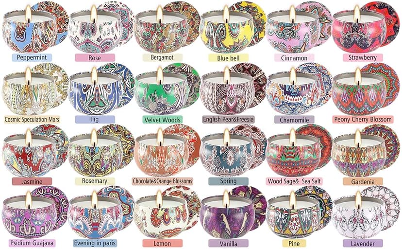 Scented Candles Gift Set, 2.5 oz Soy Wax Aromatherapy Candle for Home, Romantic Candles Gift for Mother Day Christmas Valentines Birthday (24 Pack)