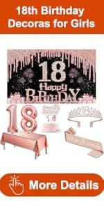 18th Birthday Decorations for Girls with 18th Birthday Sash White and Tiara Gold, Number Candles Gold, 18 Year Old Girl Gifts