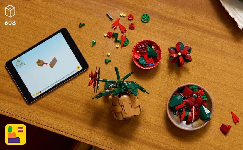 LEGO Icons Poinsettia Building Set - Artificial Flower Decorations & Centerpieces for Table, Adults Ages 18+ - 10370