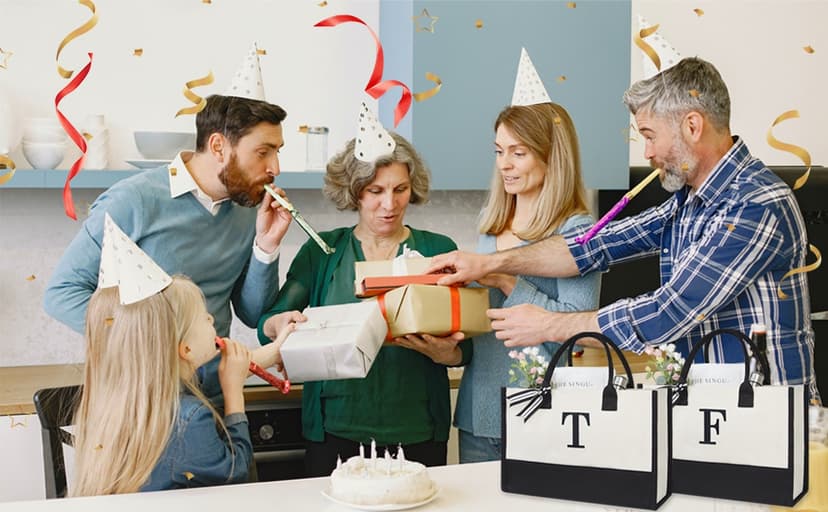 TOPDesign Personalized Initial Canvas Beach Bag, Monogrammed Gift Tote Bag for Women