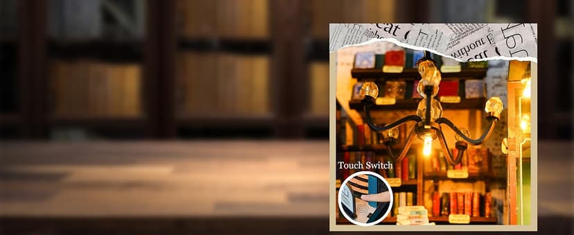 DIY Book Nook Kit with Music Box, Wooden 3D Puzzle Dollhouse with LED, Miniature House Kit Bookends for Adult and Teen, Bookshelf Decor, Creative Gift for Friends and Family. Soul Bookstore