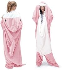 Touchat Wearable Blanket Hoodie, Oversized Sherpa Fleece Sweatshirt Blanket with Giant Hood Pocket and Sleeves for Adult, Warm & Cozy Grey Blanket Gifts for Women