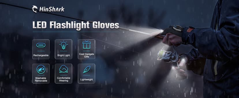 Stocking Stuffers Gifts for Men LED Flashlight Gloves, Mens Gifts for Christmas Anniversary Birthday Gifts for Men Dad Husband Him Husband, Camping Essentials Cool Gadgets Tools for Fishing Repairing