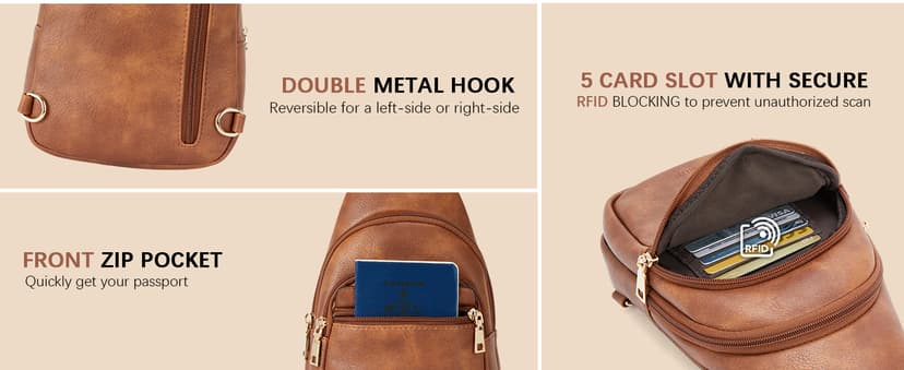 BOSTANTEN Small Sling Bag for Women Leather Crossbody Bags Fanny Pack Chest Bag for Travel