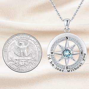 S925 Necklace Gift for Wife |Compass Jewelry |Women Anniversary |Sterling Silver |Girlfriend Birthday Gifts for Her Valentines |I'd be Lost without You |Jewel 18K Gold
