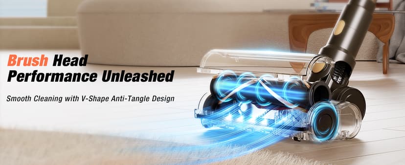 Cordless Vacuum Cleaner, 580W 48KPA 70 Mins Vacuum Cleaners for Home, Self-Standing Stick Vacuum with Touch Screen, Wall Mount Charge, Ultra High-Power Brush for Pet Hair/Plush Carpet/All Floor