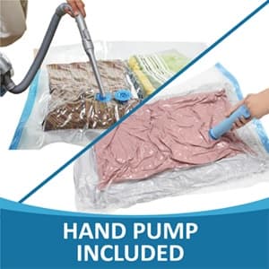 20 Pack Vacuum Storage Bags, Space Saver Bags (4 Jumbo/4 Large/4 Medium/4 Small/4 Roll) Compression for Comforters and Blankets, Sealer Clothes Storage, Hand Pump Included