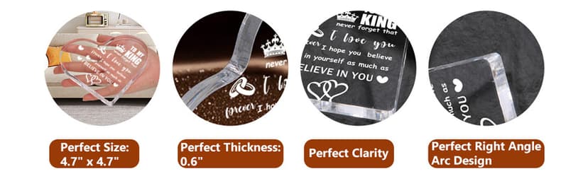 Gifts for Boyfriend, Men, Husband, I Love You Romantic Birthday Anniversary Retirement Gift - Heart Shaped Acrylic Block Paper Weights for Him Idea