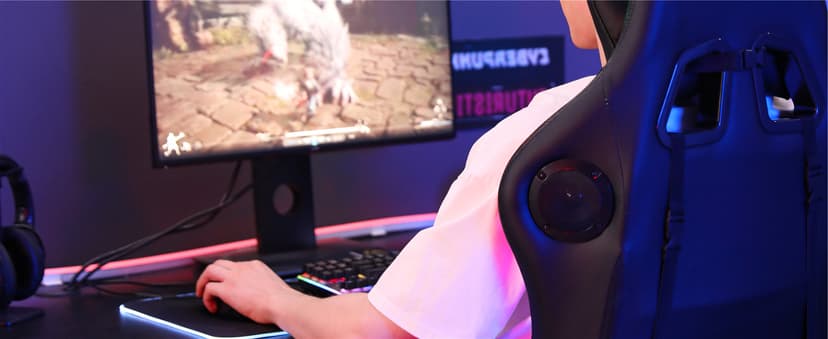 HOFFREE RGB Gaming Chair with Speakers Massage Computer Gaming Chair with LED Lights and Footrest High Back Video Game Chair for Adults Blue and Black