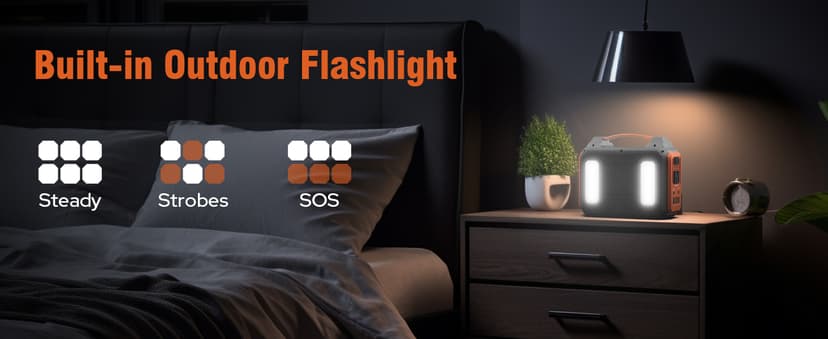 Portable Solar Generator, 300W Portable Power Station with Foldable 60W Solar Panel, 110V Pure Sine Wave 280Wh Lithium Battery Pack with USB DC AC Outlet for Home Use RV Van Outdoor Camping-Orange