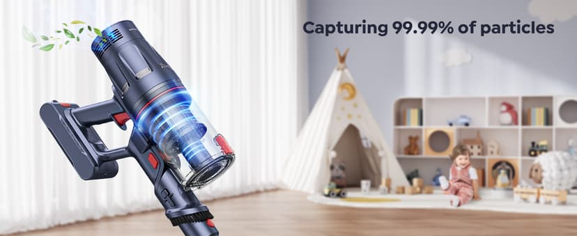 Cordless Vacuum Cleaner, 600W 50Kpa 65Mins Vacuum Cleaners for Home, Self-Standing Stick Vacuum with Touch Screen & Wall Charging Station for Hard Floor Carpet Pet