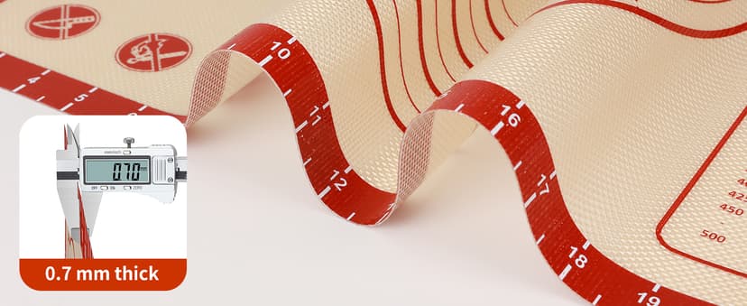 26x16 Inch Extra Thick Silicone Baking Mat with Measurements, Non-slip and Reusable - For Cookies, Bread, Pastry