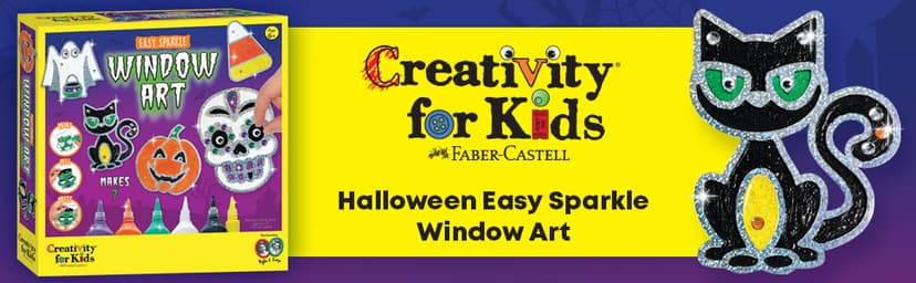 Creativity for Kids Halloween Window Art Kit | Create 7 Spooky Suncatchers with Paint, Rhinestones & Wiggly Eyes | DIY Craft Kit for Kids | Fun for Parties, Gifts & Seasonal Décor (Ages 6+)