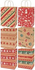 PARSUP Multifunctional Non-Woven Christmas Bags for Gifts Wrapping Shopping - Treat Bags with Handles, Xmas Party Supplies