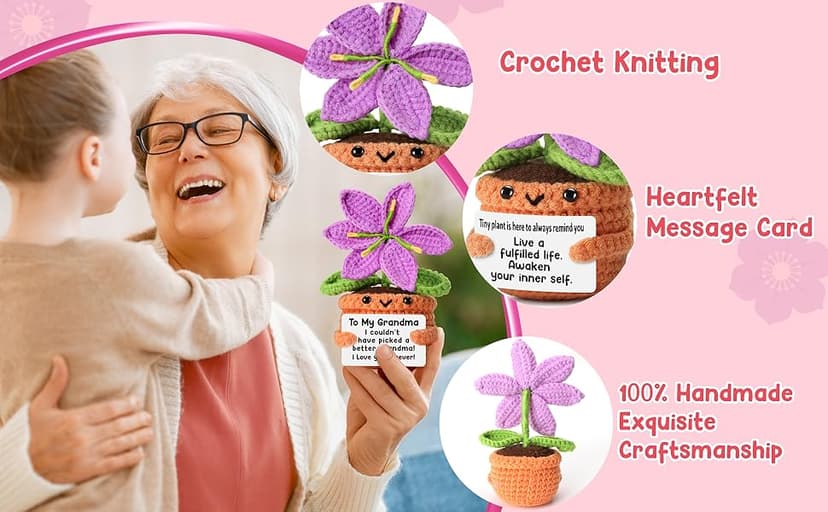 Handmade Friendship Crochet Purple Lily Flower Doll with Appreciation Card – To My Friend Gift for Best Friend Woman, BFF, Bridesmaid, Coworker, Her – Graduation, Birthday, Wedding, Christmas