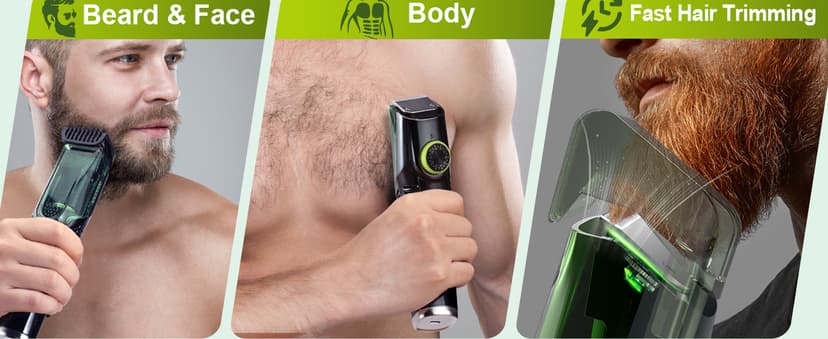 SHPAVVER Beard Trimmer for Men: Vacuum Mustache Trimmer for Less Mess -IPX7 Waterproof- Rechargeable Electric Beard Cutting Kit with Adjustable Length Comb-Built-in Vacuum for Sideburns/Stubble