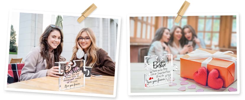 Bestie Gifts for Women Friendship - 0.6" Thickness Acrylic Puzzle & Gift Box,Gifts for Friends Female,Friend Keepsake for Women Birthday,Bff Soul Sister Work Bestie Gift for Thankgiving Present