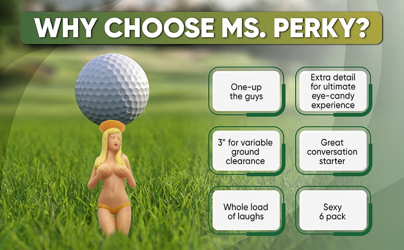 Perky Tees Funny Golf Gifts - 6 Pack 3" Blonde Bombshell Pin Up Girl Golf Tees | Funny Gifts for Men at Christmas, Groomsman or White Elephant Gifts