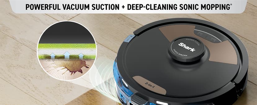 Shark Matrix Plus Robot Vacuum and Mop with Self-Empty HEPA Base, Sonic Mopping, Matrix Clean, Home Mapping, HEPA Bagless Self Empty Base, CleanEdge, for Pet Hair, UR2650WS
