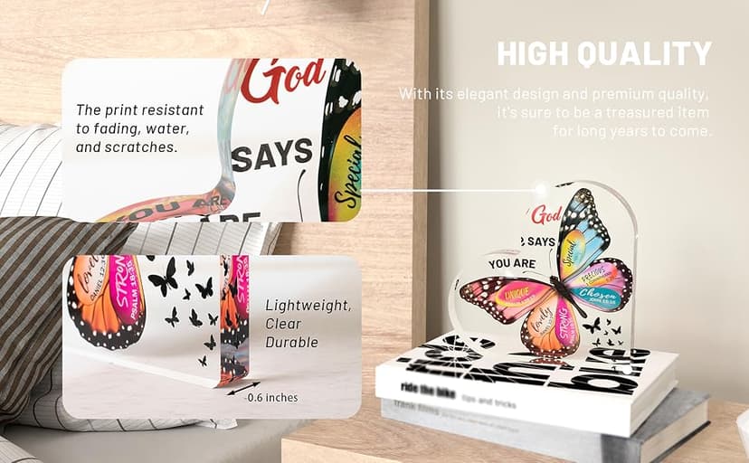 Christian Gifts for Women Birthday, Butterfly Inspirational Gifts for Friends, Mom, Sister, Girl, Female Coworker, Christian - Religious Spiritual Gift, Home Decorative Signs