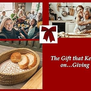 Bread Warmer Basket with Stone - Bread Baskets for Serving Tortilla, Sourdough Maker, House Warming Gifts New Home, Terracotta, Bakers Gift for Kitchen, Women, Men, Birthday, Hostess Farmhouse